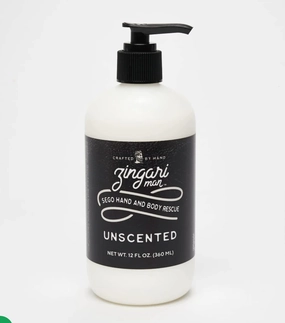 Zingari Man Sego Hand and Body Rescue – Unscented Moisturizer for Dry Skin – Thick Shea Butter Lotion – Intense Soothing All-Purpose Skin Care Cream – Extra Care Balm for Men, 12 FL OZ