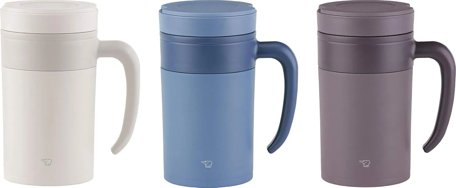 Zojirushi SE-KAE48WZ Stainless Tea Tumbler with Handle, 16-Ounce, Off White